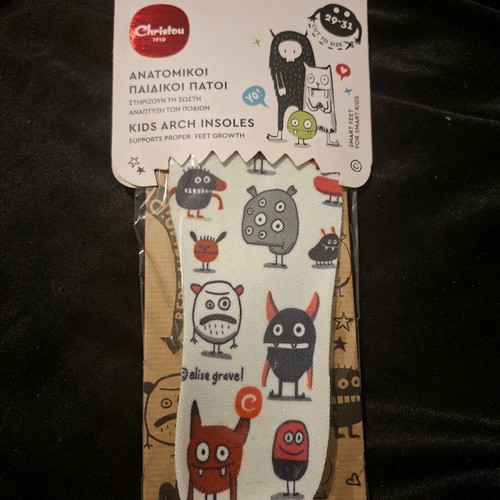 Christou Kids Arch Insoles new with AB/CD Monsters monster designs