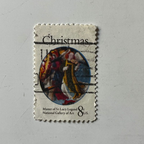 Vintage US Stamp 1972 Christmas Angels Master of St Lucy Legend used