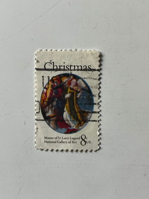 Vintage US Stamp 1972 Christmas Angels Master of St Lucy Legend used