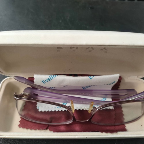 Envy Computer Glasses like new, purple and silver frame, blue light filter