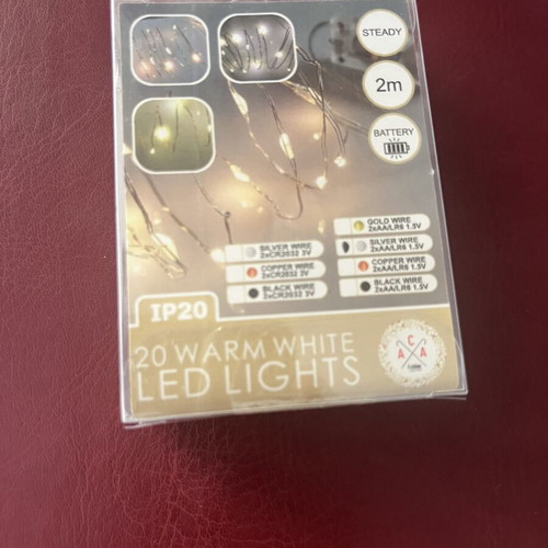 20 LED Warm White Decorative Lights with Copper Wire 2m new