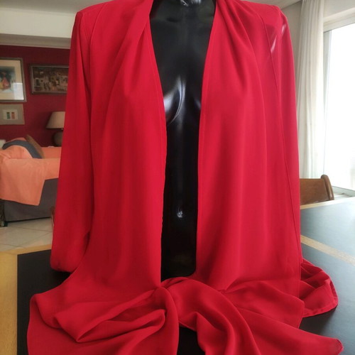 Vintage red chiffon kimono cardigan like new, size M