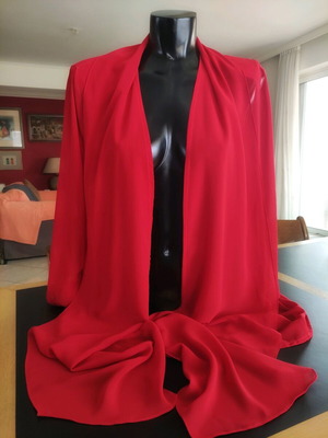 Vintage red chiffon kimono cardigan like new, size M