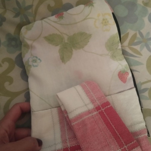 Handmade toiletry bag like new, colorful fabric