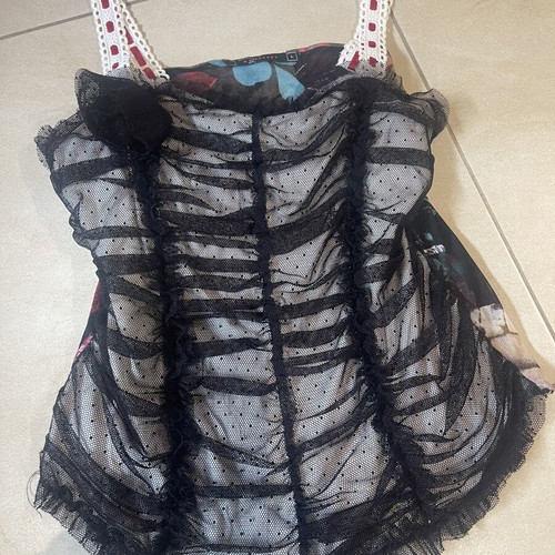 Raxevsky women's blouse with lace and tulle like new, multicolor