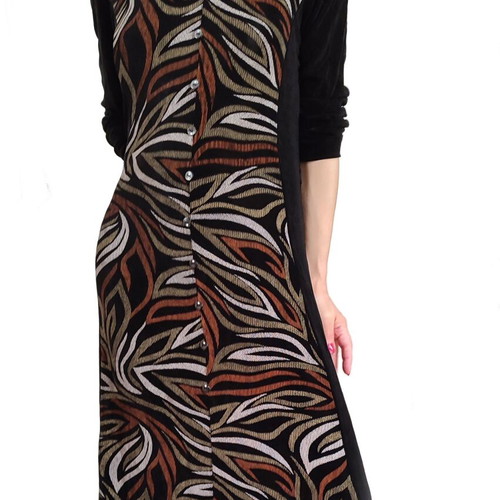 Vintage 80s Long Rib Dress used, black with buttons