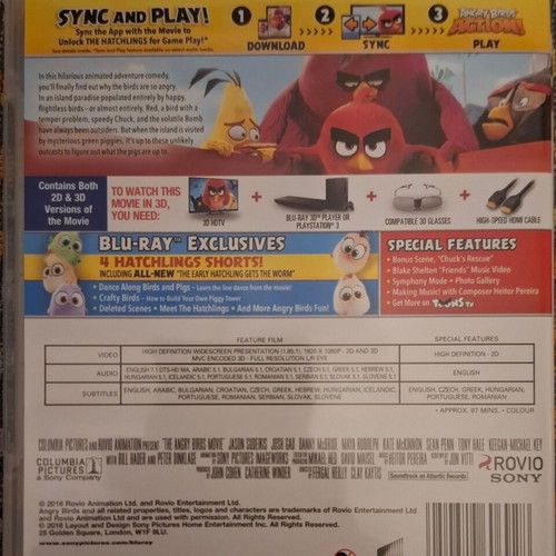 The Angry Birds Movie Blu-ray like new, Greek audio and subtitles