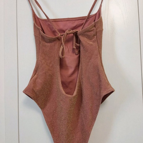 H&M swimsuit one piece high  leg pink glitter shiny M 38