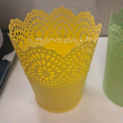 Metal plant pots set of 3, new, blue green yellow