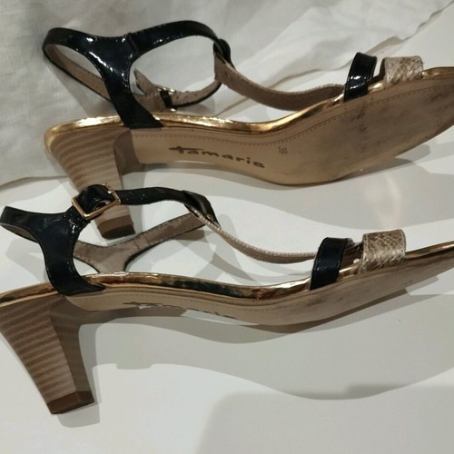 Tamaris sandals size 39 like new, gold and black