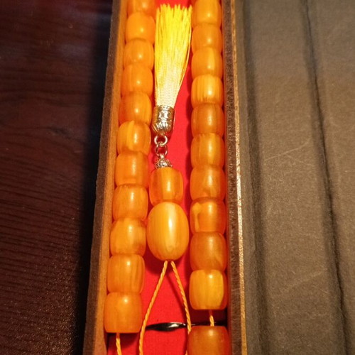 Handmade Komboloi from Vinyl in Masticha Colors, New
