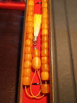 Handmade Komboloi from Vinyl in Masticha Colors, New