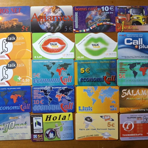 Phone cards used, collection of 143 different Greek cards