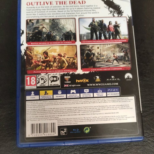 World War Z PlayStation 4 game used, action