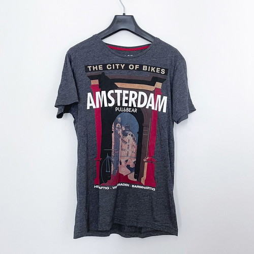 Pull & Bear T-shirt short sleeve used, Vintage Collection Amsterdam, size M, gray