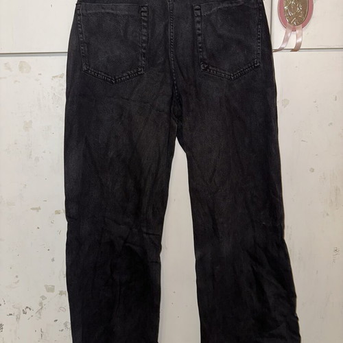 Bershka High Rise Wide Leg Black Jeans like new, ripped