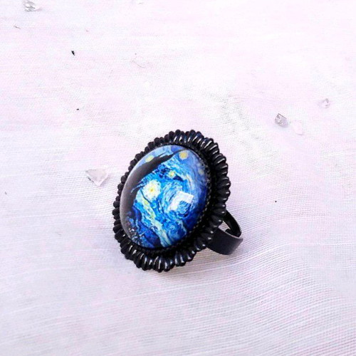 Starry Night Cabochon Ring Vincent Van Gogh new stainless steel