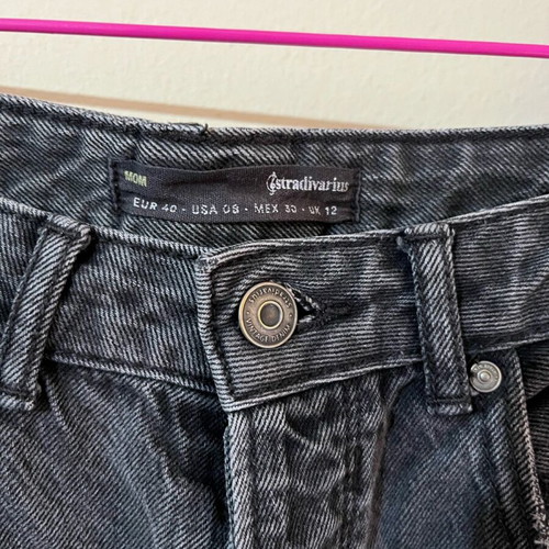 Stradivarius mom regular fit jeans like new, black, size L