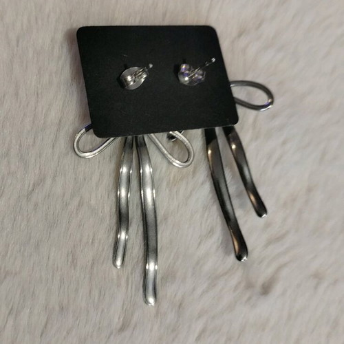 Glitter Ribbon Earrings made of steel, custom order, blue and silver