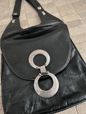 Vintage patent leather shoulder bag used, black