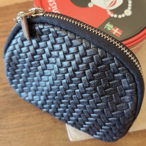 Handbag new, black with embossed woven design, eco leather