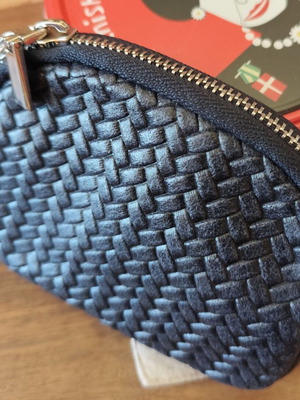 Handbag new, black with embossed woven design, eco leather