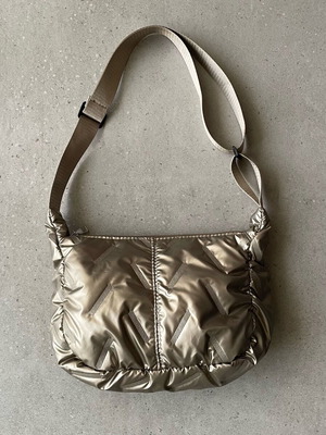 Women's shoulder bag like new, metallic gray and beige