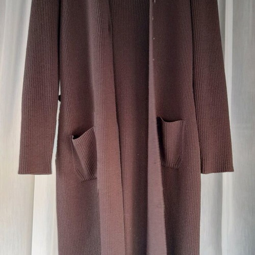 Alain Manoukian brown ribbed long cardigan like new, size M
