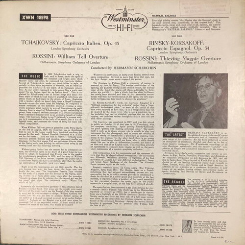 Capriccio Italien vinyl record used, Westminster 1957