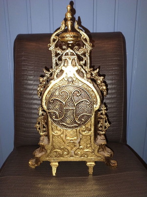 Collectible brass table clock vintage baroque style used