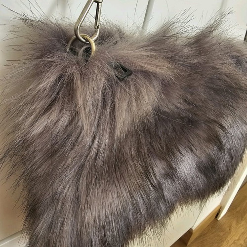 Fur crossbody bag new, purple-gray