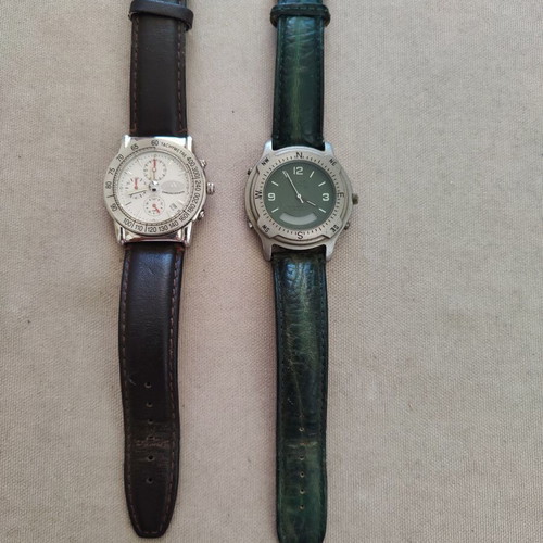 Men's Watches Adidas and Avia Trekker used, leather straps, battery needed