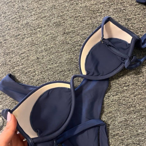 Luigi high-waisted bikini set blue, like new, top M bottom S