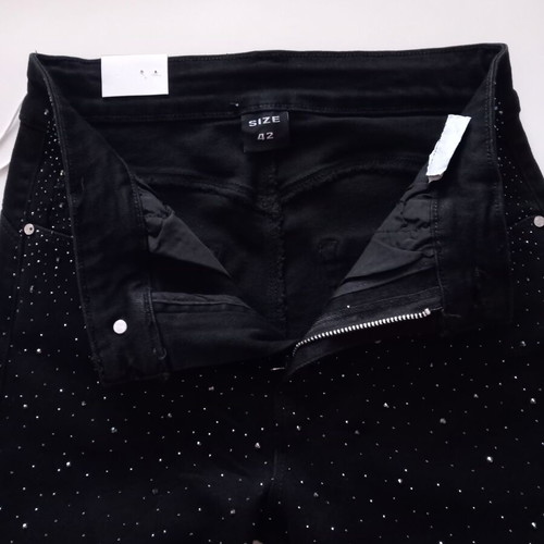 Miss Good black stretch jeans with rhinestones new, size 42