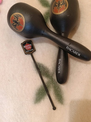Bacardi collectible maracas used, pair with stirrer gift