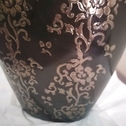 Large luxury ceramic decorative vase 55x40 cm black and gold like new