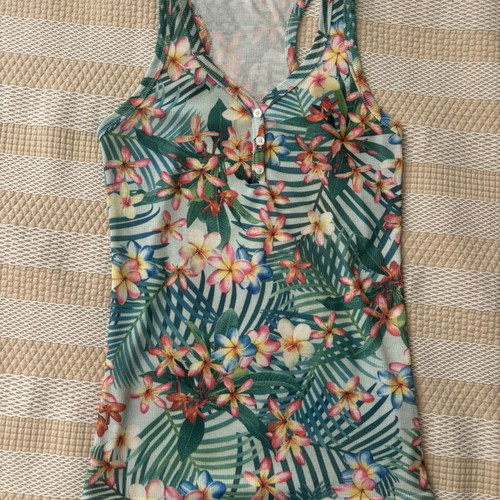 Tropical Hawaiian Ribbed Tank Top like new, size S