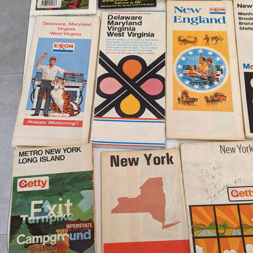 Large Collection of 50 Used Vintage USA Road and Travel Maps