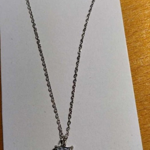 Steel necklace new with silver crystal pendant