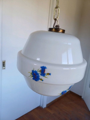 Vintage ceiling light used with blue flowers
