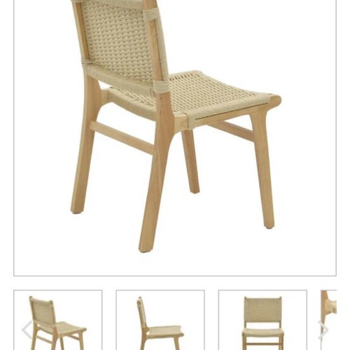 Julien dining chairs pack of 4 used, rubberwood and natural rope