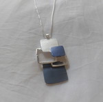 Geometric Blue necklace like new, modern design in silver and blue