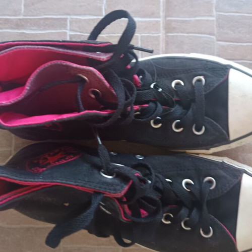 Converse All Star women's canvas high sneakers like new, black and pink