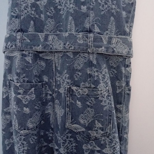 Denim jumpsuit with butterfly designs new, sisters boutique