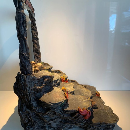 Gothic decorative resin base with 4 used Grim Reaper figures