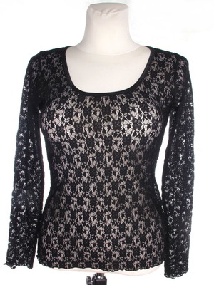 ODA Norway lace blouse size M black transparent new