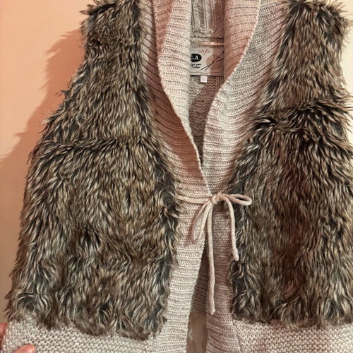 Fur jacket like new, vintage, size XL, beige and brown
