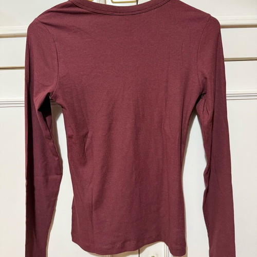 H&M Ribbed Bordeaux Blouse New, Size S