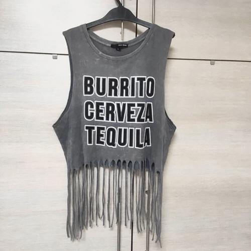 Tally Weijl Iconic Fringe Cotton Loose Tank Top Like New