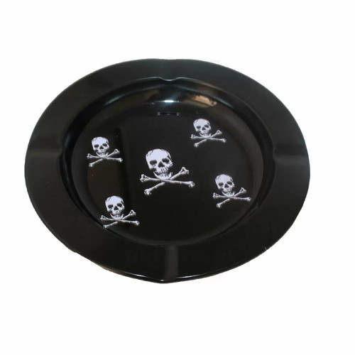 Metal black ashtray with design and 4 cigarette holes new